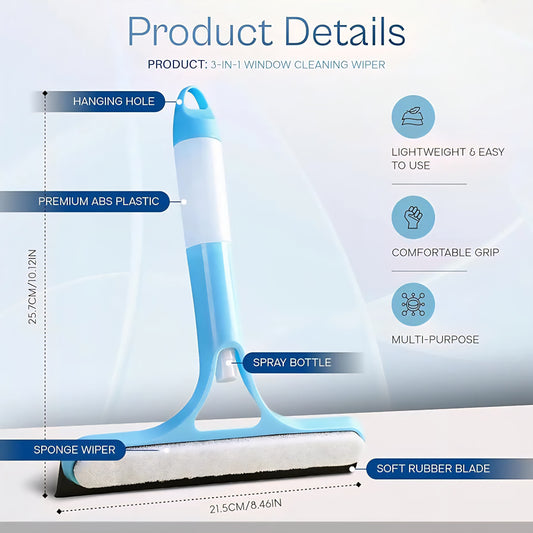 Clear View 3-in-1 Spray Glass Wiper Cleaner for Home and Car