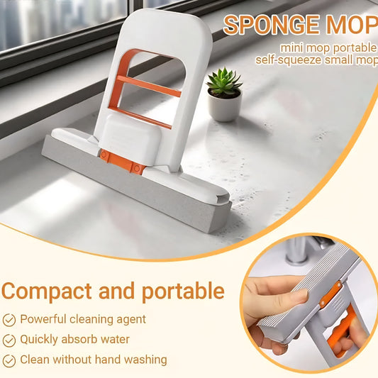 Foldable Mini Handheld Mop – Self-Squeezing Portable Wiper Tool