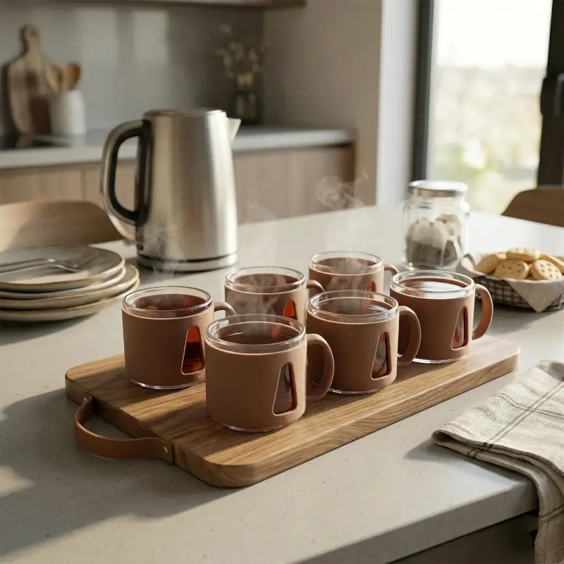Orbis Premium Tea Set | 6-Piece Handled Lounge Cups