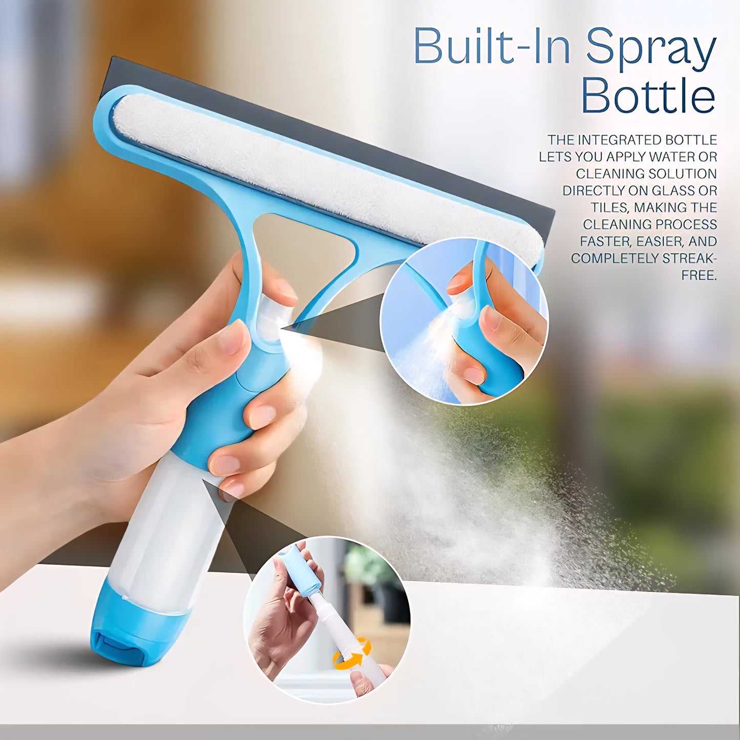 Clear View 3-in-1 Spray Glass Wiper Cleaner for Home and Car