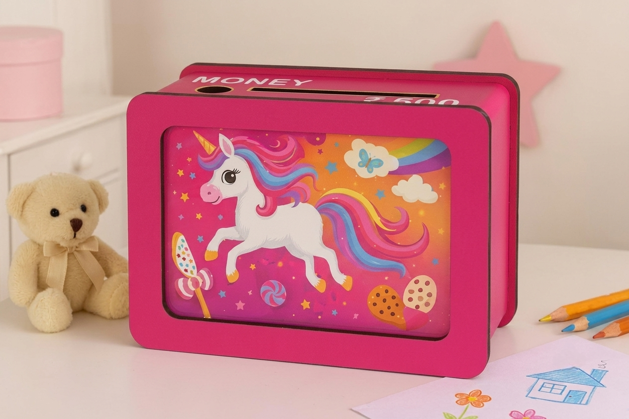 Unicorn Bank | Handcrafted Heirloom Wooden Piggy Bank