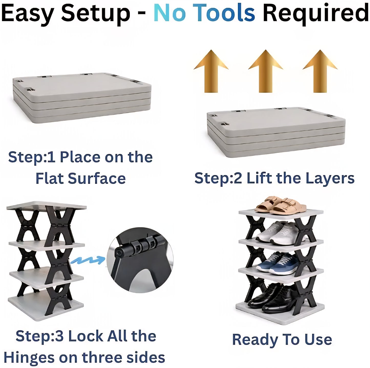 FlexiFold 4-Tier Organizer | Premium Space-Saving Rack