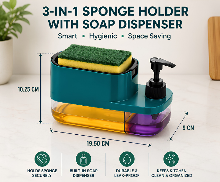 HydroDock 3-in-1 Soap Dispenser | Dual-Chamber Sink Organizer Set
