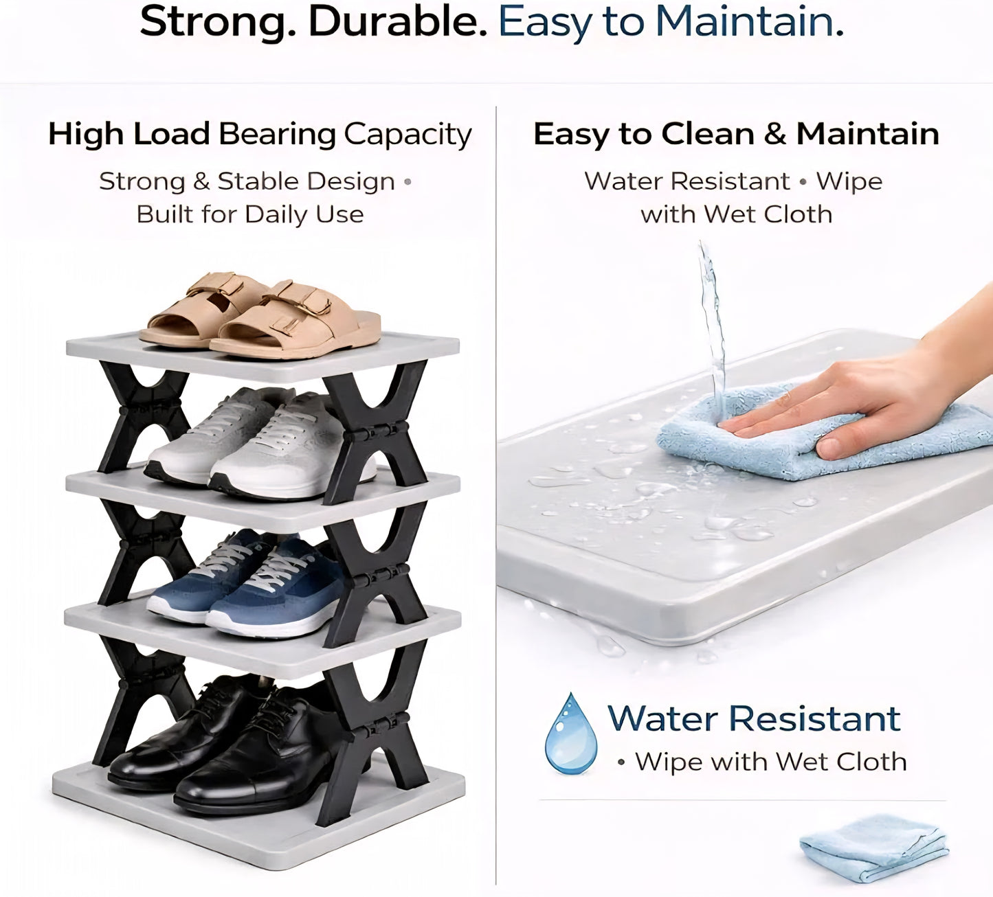 FlexiFold 4-Tier Organizer | Premium Space-Saving Rack
