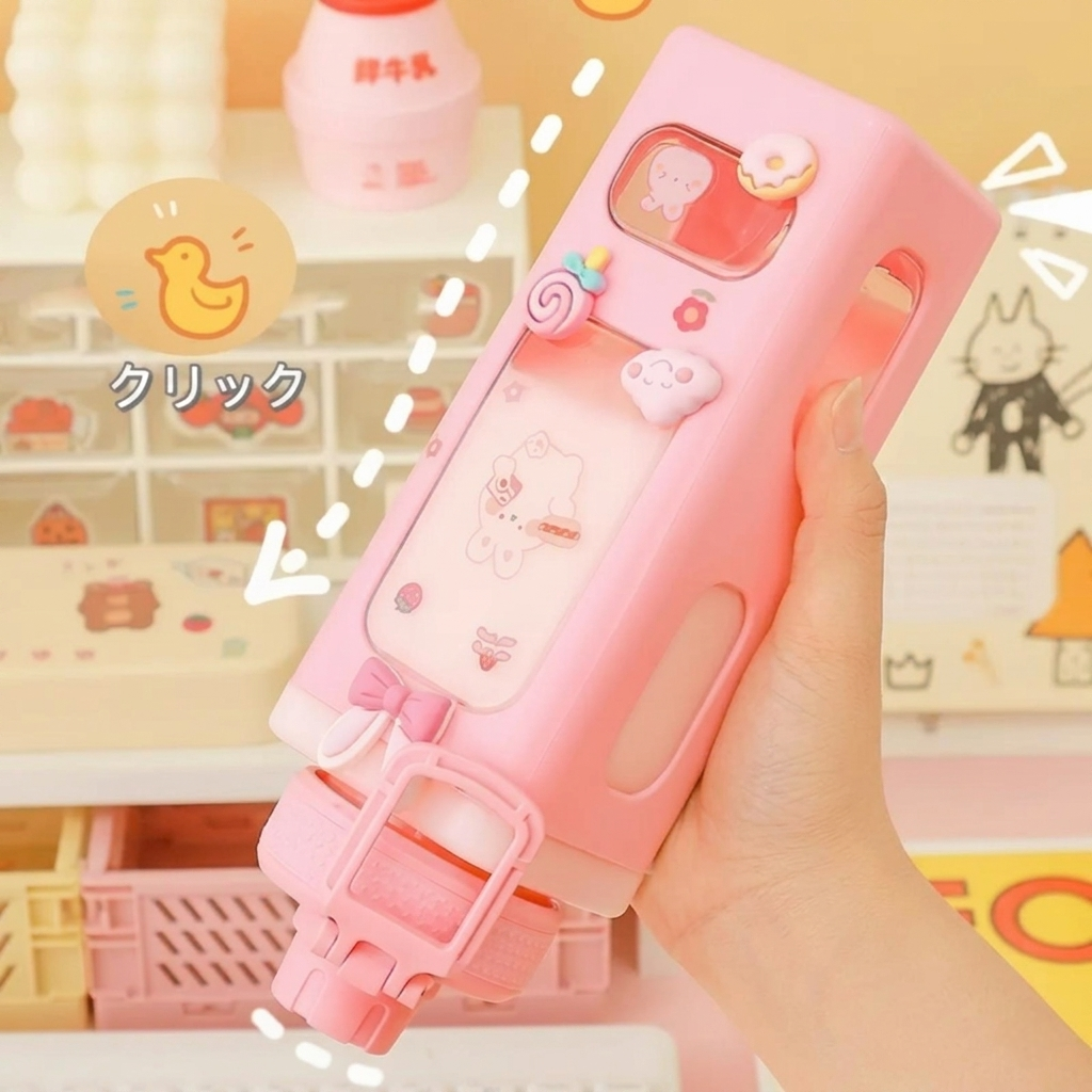 Pastel Water Bottle: 700ml Hydration with Cute Straw Cap