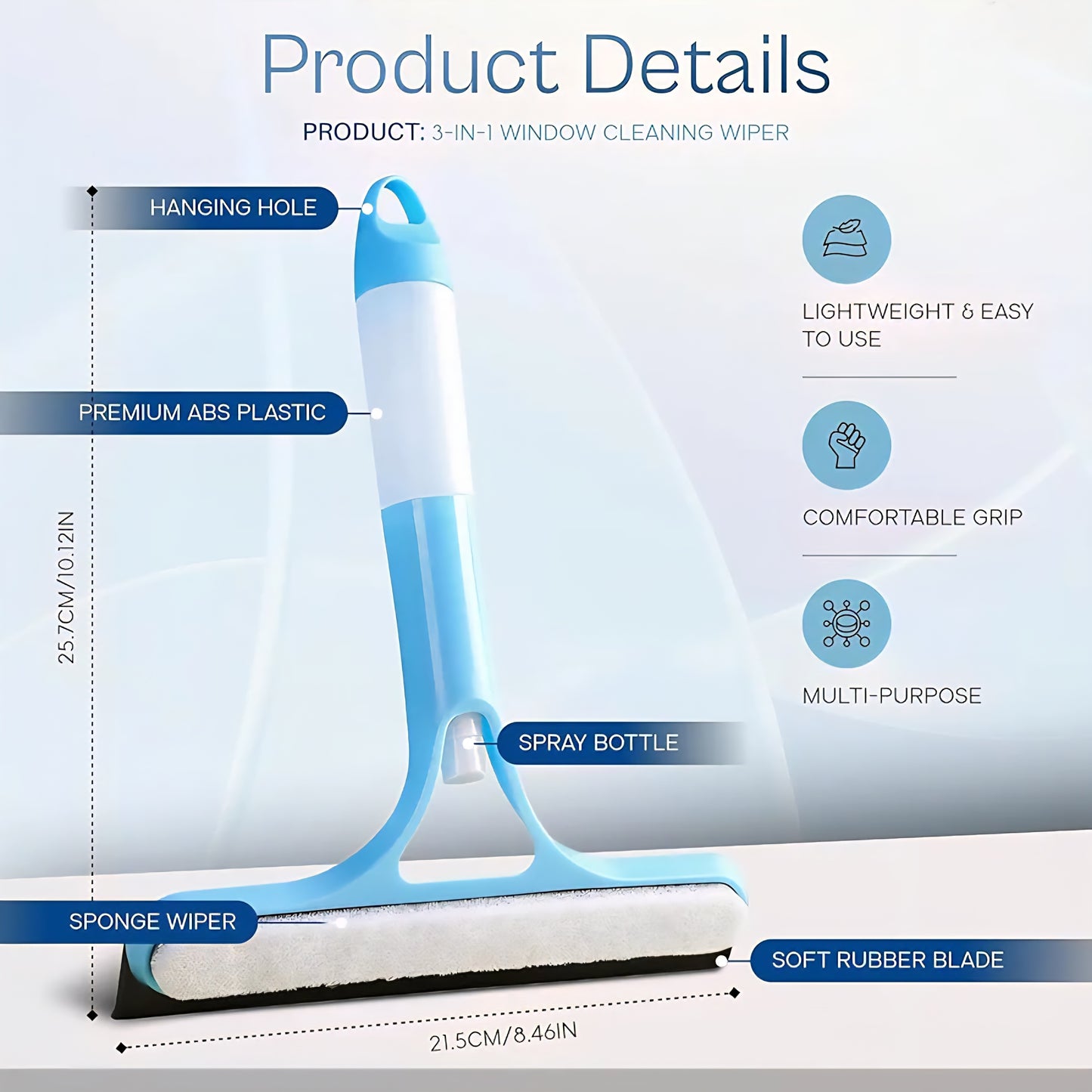 Clear View 3-in-1 Spray Glass Wiper Cleaner for Home and Car