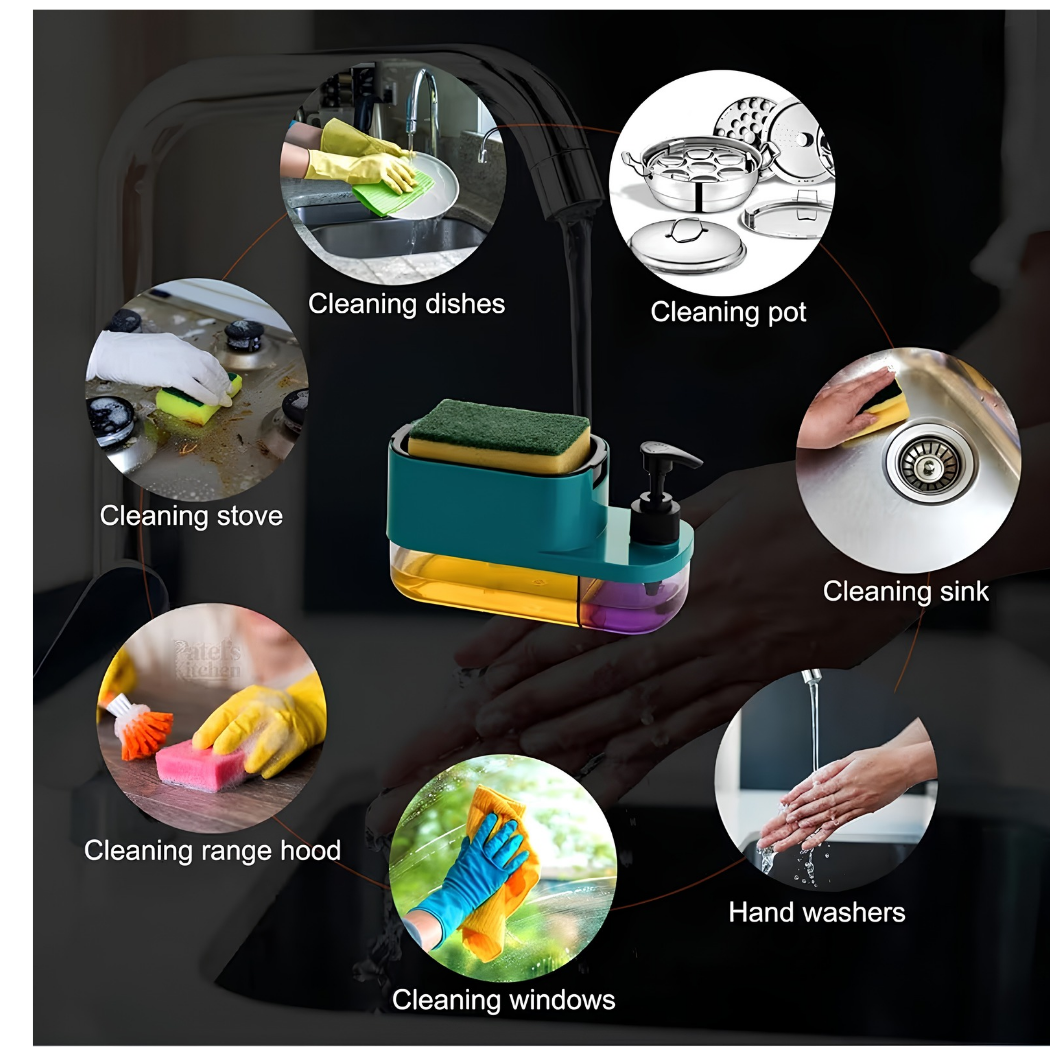 HydroDock 3-in-1 Soap Dispenser | Dual-Chamber Sink Organizer Set