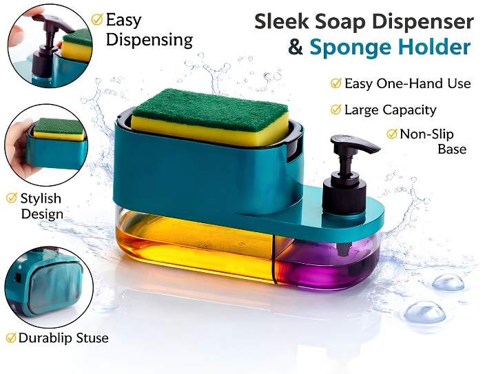 HydroDock 3-in-1 Soap Dispenser | Dual-Chamber Sink Organizer Set