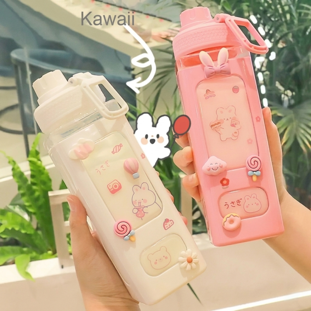 Pastel Water Bottle: 700ml Hydration with Cute Straw Cap
