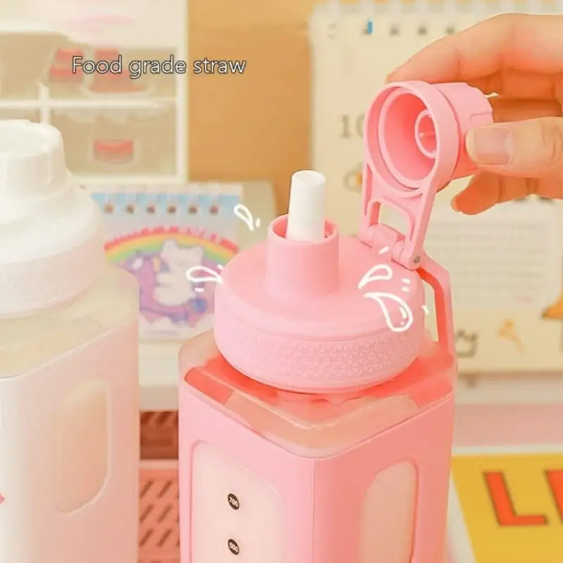 Pastel Water Bottle: 700ml Hydration with Cute Straw Cap